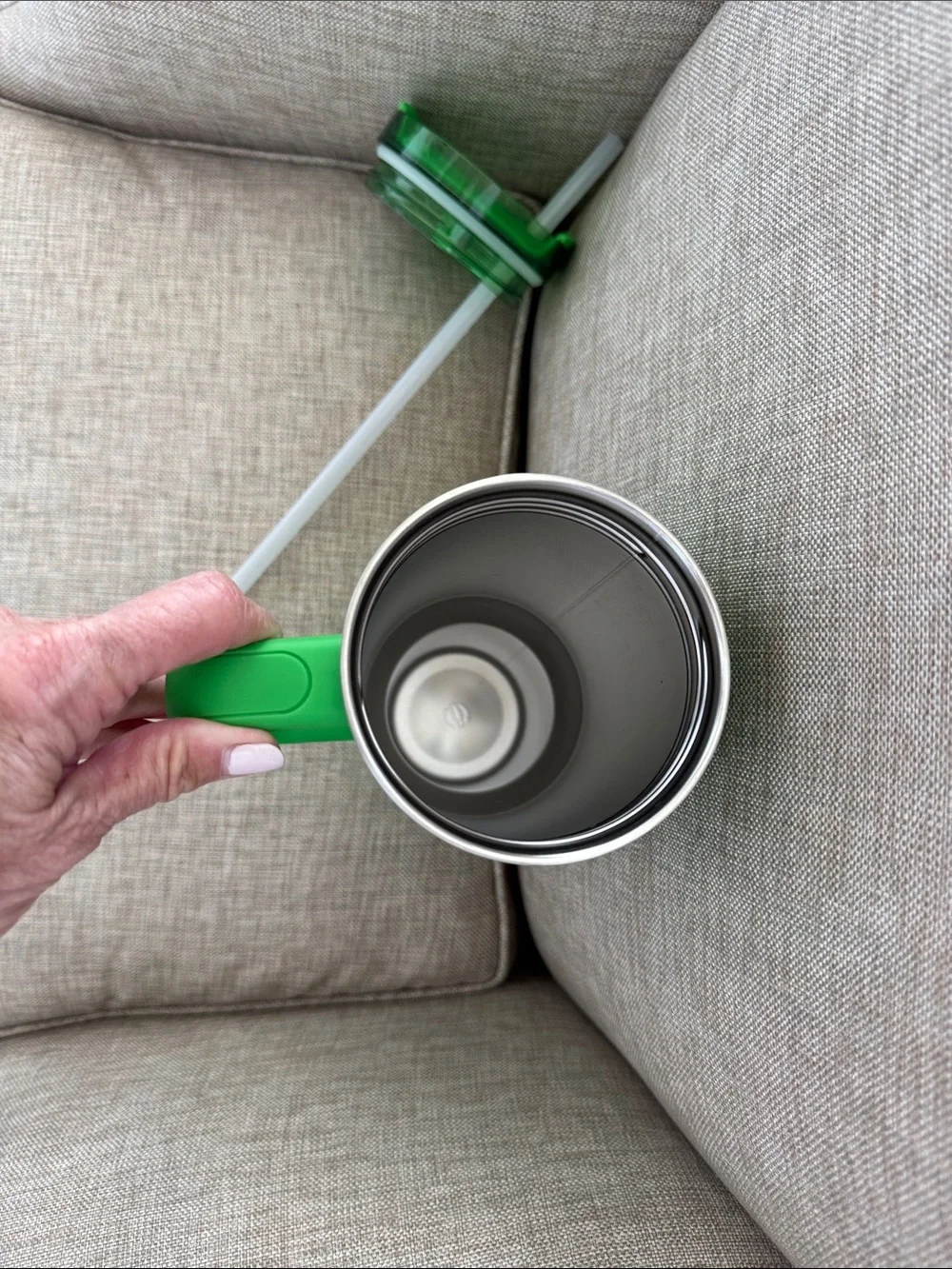 Stanley Bright Green Travel Tumbler with Handle and Straw - Picture 4 of 5